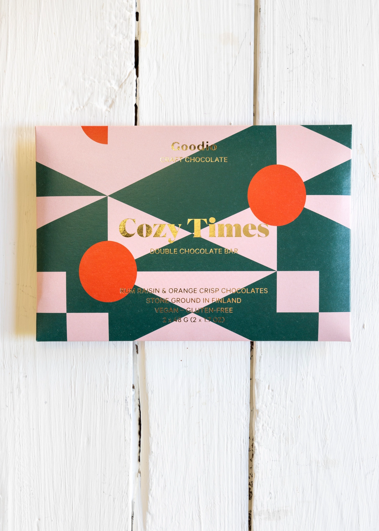 % GOODIO Weihnachtsschokolade COZY TIMES, Doppel-Schokoladenriegel, 2x 48 g