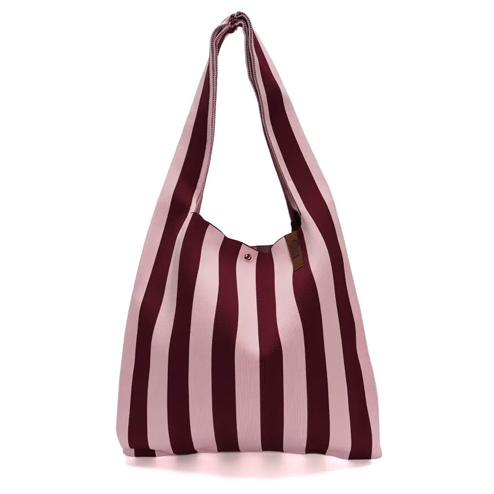 LOT83 Shopper Lois 83, Streifen Aubergine-Rosa, ca.  45 x 35 cm 