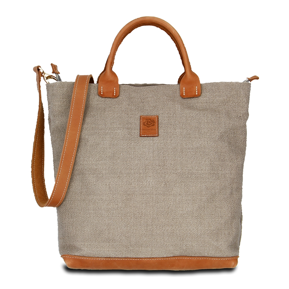 Dorothee Lehnen HAND-UMHÄNGETASCHE KARLIE LUSH – LEINEN-LEDER 30-39 X 34 X 10 CM, Farbe STONE