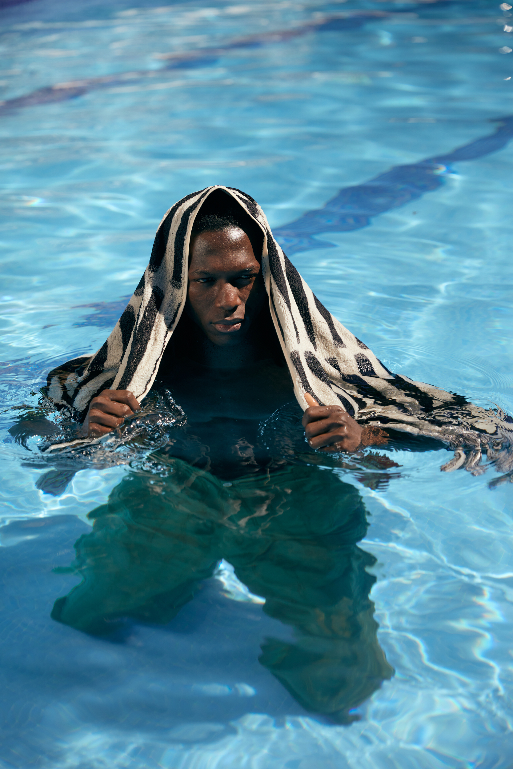 HKliving Bath towel 1991 70x140cm , Handtuch Schwarz-Weiß