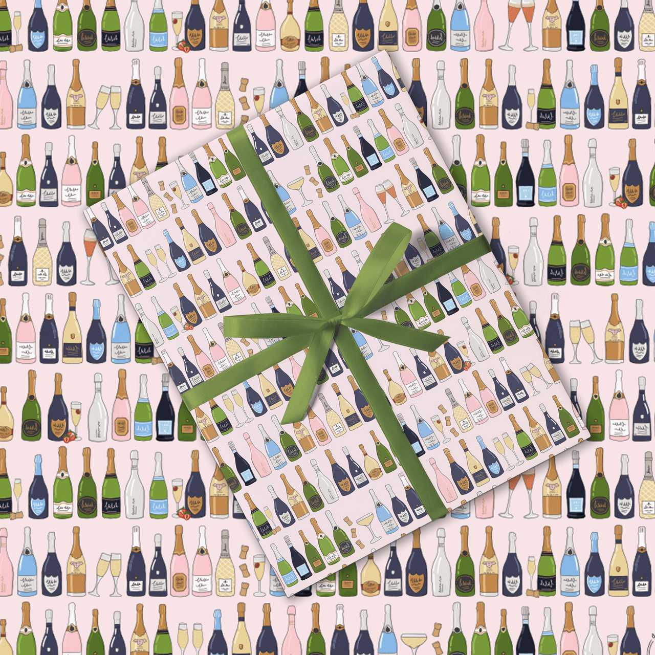 Geschenkpapier Champagner / Bottles, ca. 50 x 70 cm