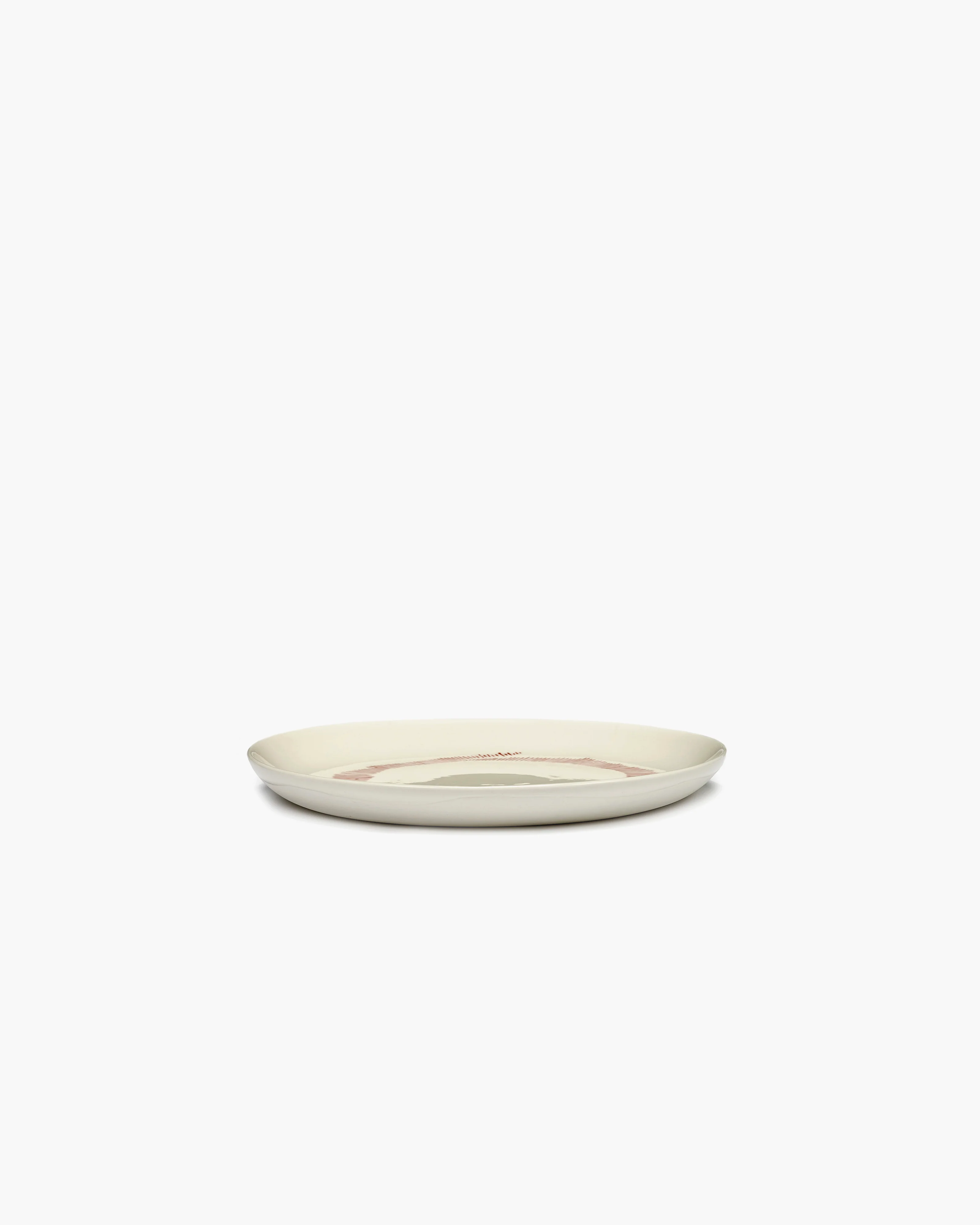 Ottolenghi Frühstückteller white swirl - red stripes, weiss Feast, D. 19 cm 