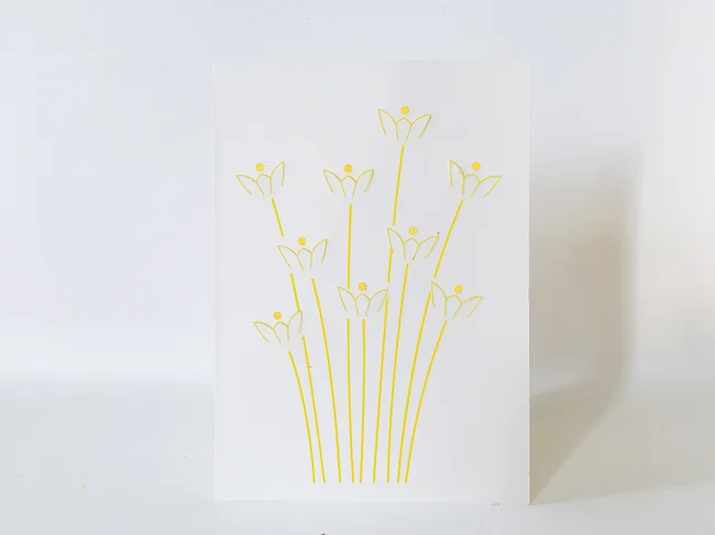 Klappkarte " Daffodils/ Narizisse" mit Umschlag, ausgestanzt