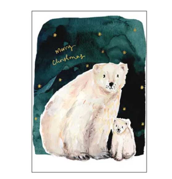 Postkarte Weihnachten "Merry Christmas" Eisbären von Louise Mulgrew