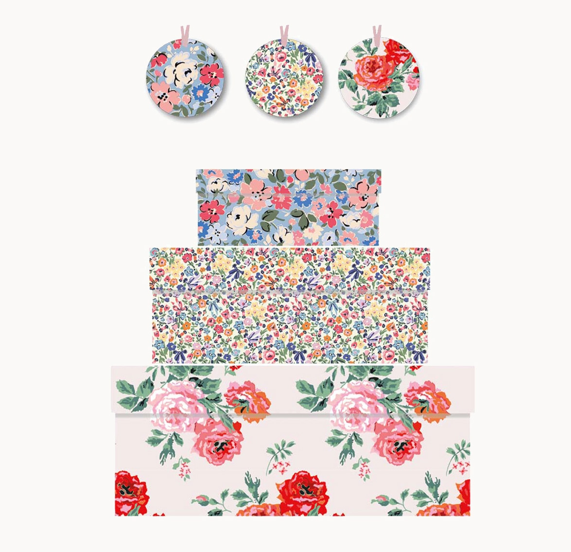 Cath Kidston 3er Boxen Set - Archive Rose von Cath Kidston, Geschenkbox 3 Set, Karton