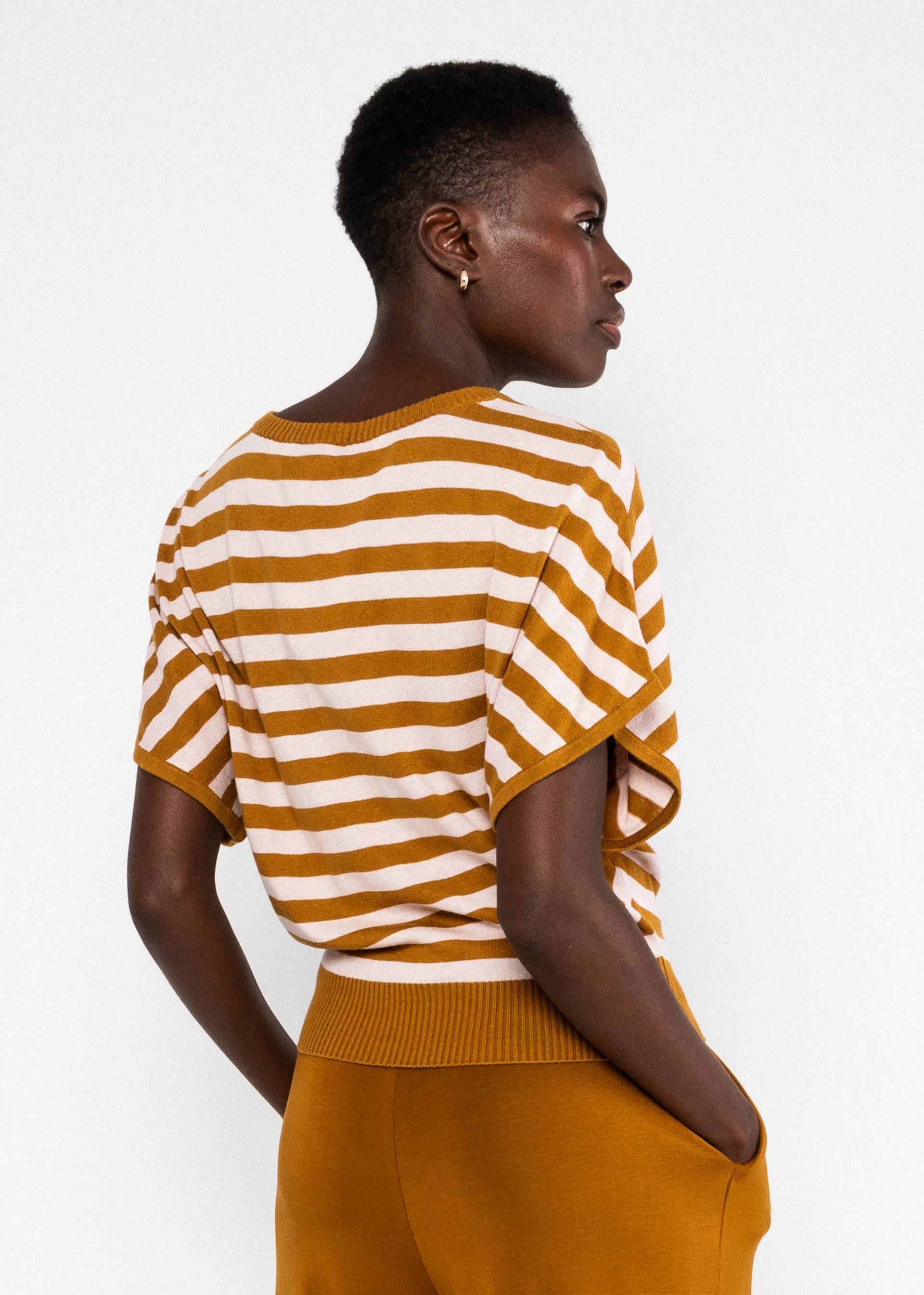 Blutsgeschwister Strickoberteil Picnic Friend- chic knit stripe brown