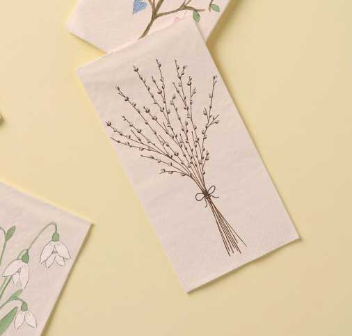 Papierservietten 10x20 cm Weidenzweige m/Kätzchen 16 Stck/Pck