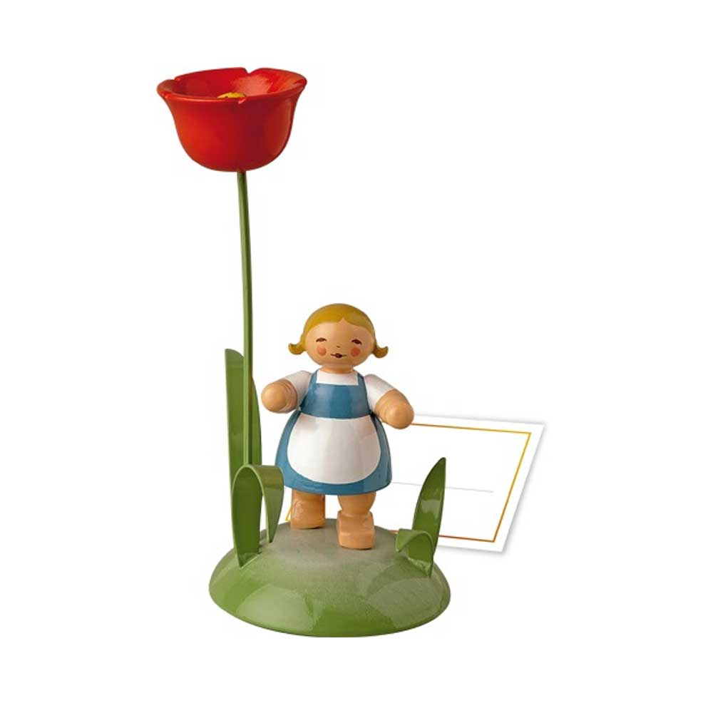 Wendt & Kühn TISCHKARTENHALTER, MÄDCHEN MIT MOHNBLUME von Wendt & Kühn