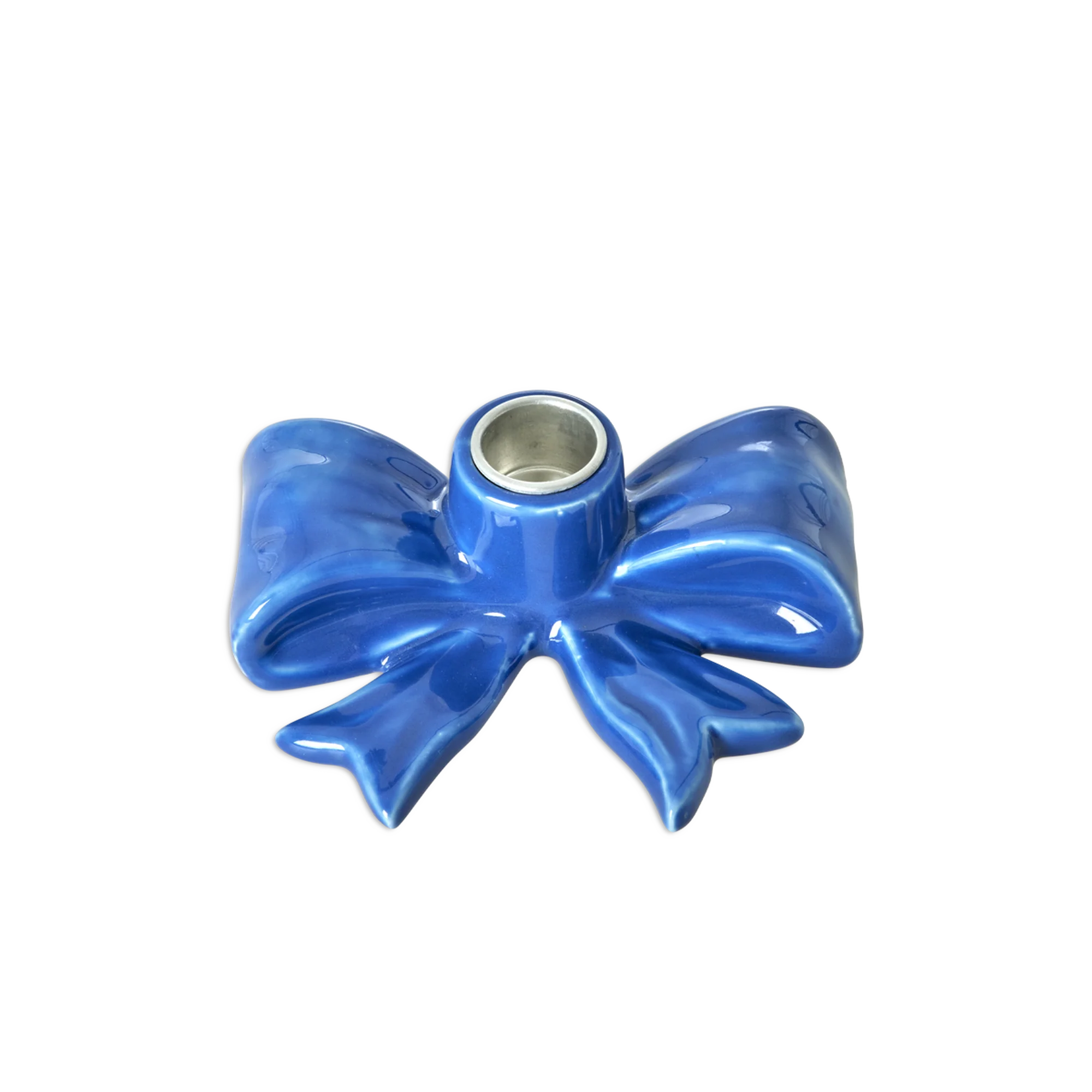 Rice Kerzenhalter Schleife Blau, Kleine Schleife Keramik , ca. 14 cm