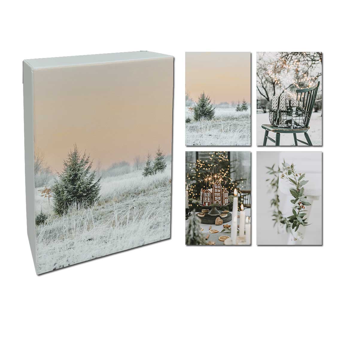 Sköna Ting  " Winter in Pastel" Kartenbox mit 20 Doppelkarten mit Kuverts, 10,5x15 cm 