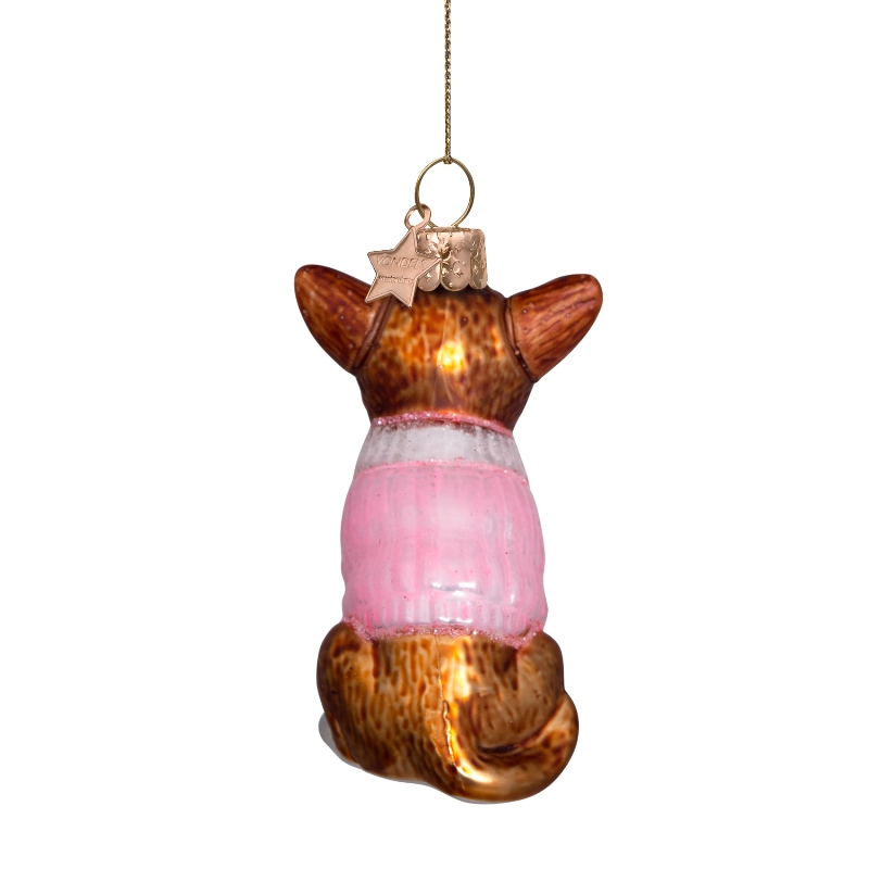 Weihnachtskugel Chihuahua mit rosa T-Shirt, Glas,  H. ca. 8 cm, Hund von Vondels