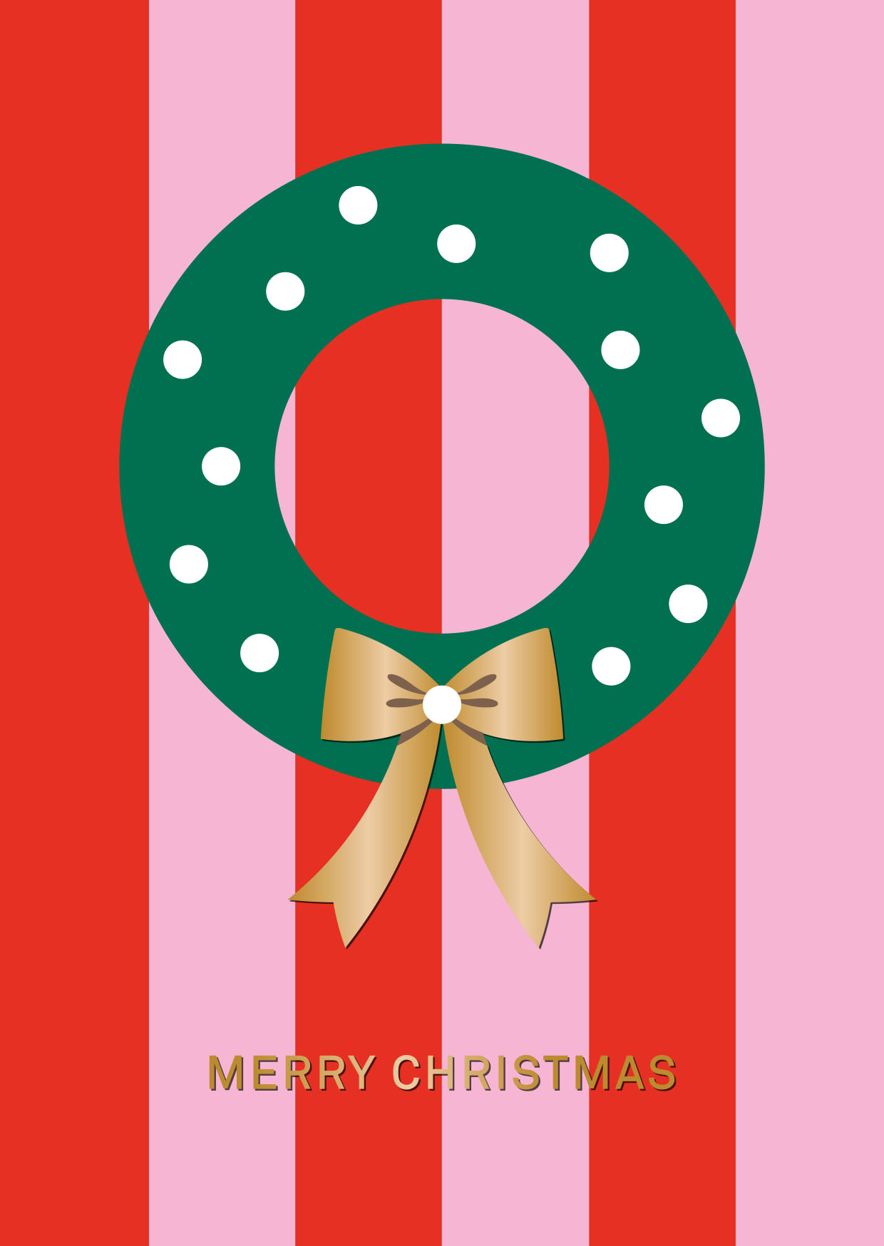 Postkarte Streifen XMAS Kranz von Designfräulein