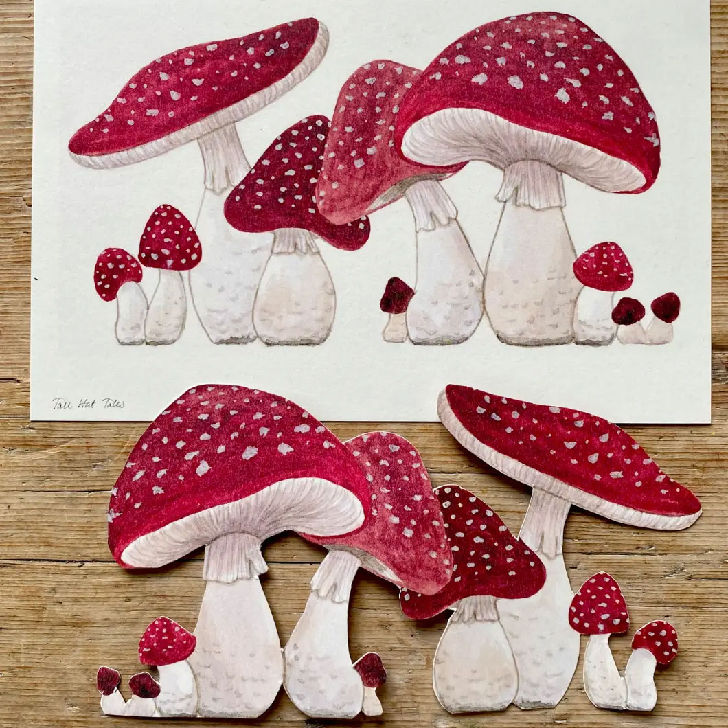 Tall Hat Tales Bastelset Nr. 6 "Fliegenpilze" aus Papier von Tall Hat Tales aus Dänemark