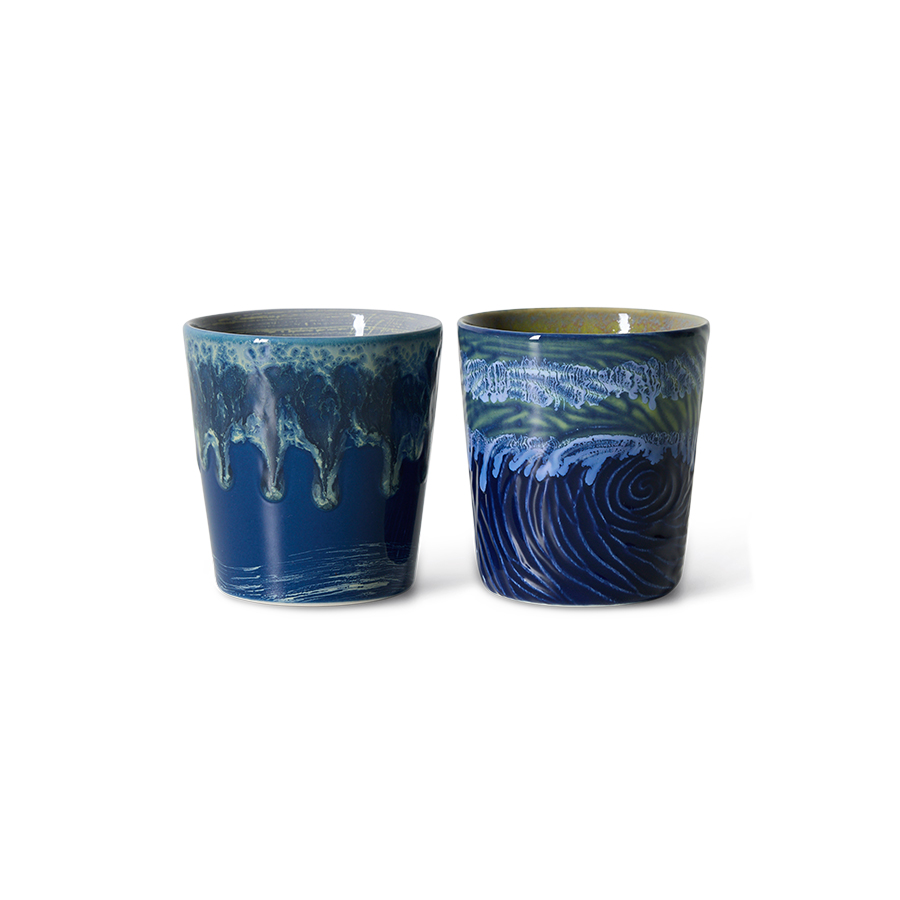 HKliving 70's Kaffee Becher Van Gogh 2er Set, STARRY NIGHT, 70s ceramics: Van Gogh coffee mugs starry night, set of 2