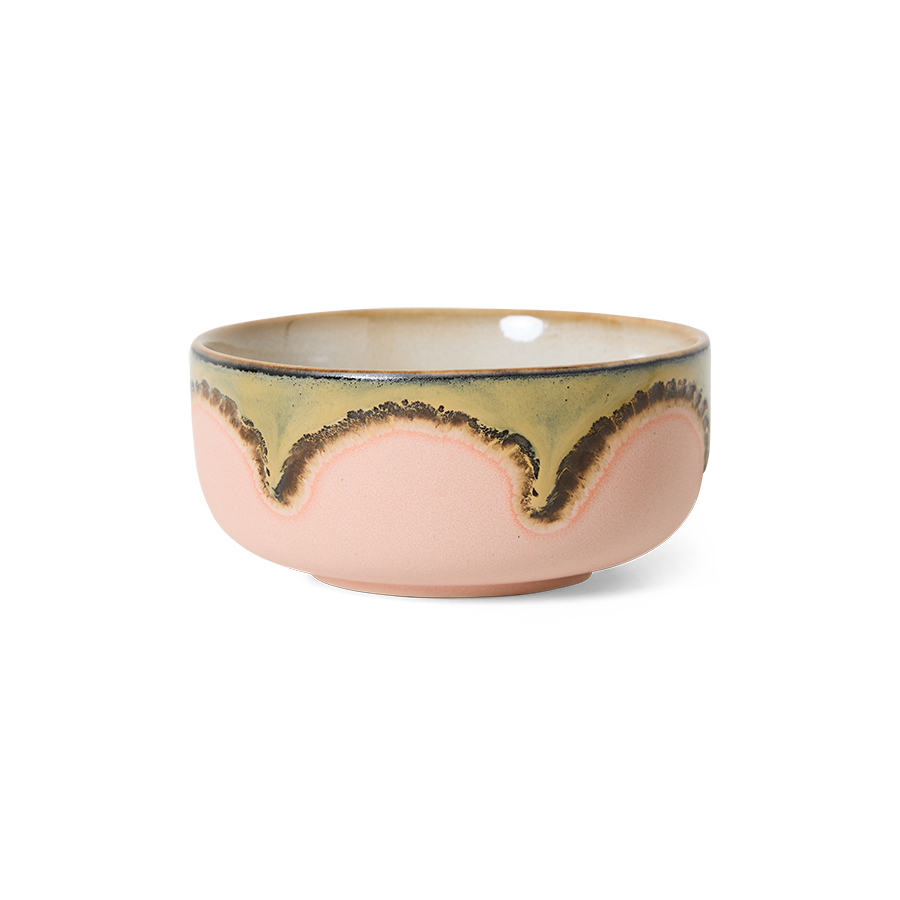 HKliving 70's  bowl, dessert bowl, GEM Siebziger Jahre Geschirr, Keramik, D. ca. 12,5 cm