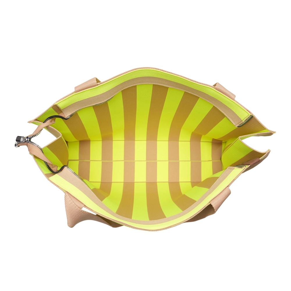 LOT83 Shopper Lara 59, Streifen Zitrone-Beige, ca. 46x12x38 cm