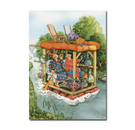Postkarte Inge Löök "Frauen machen eine Floßfahrt"  Löök Postkarte Sommer