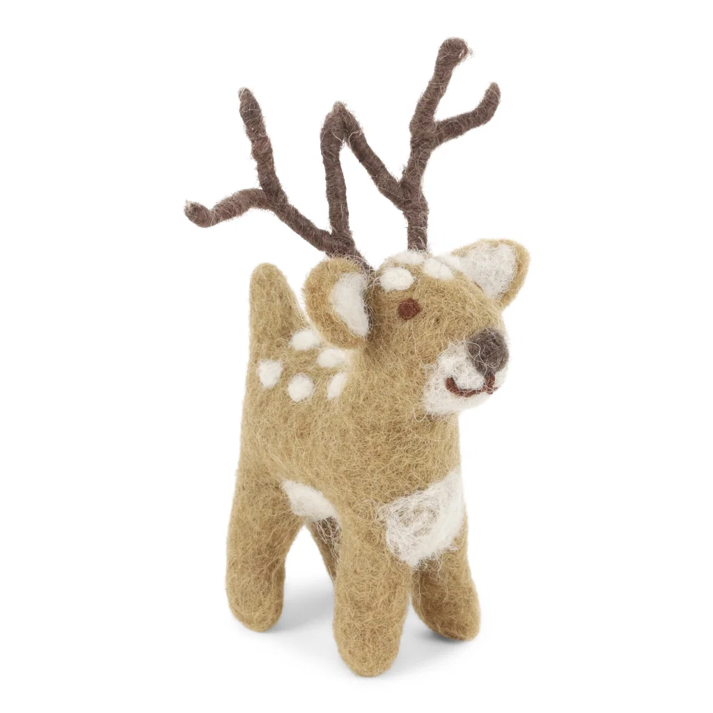Gry & Sif Grauer Hirsch aus Filz zum Stellen, klein, Cute Brown Deer - Small, ca. 11cm