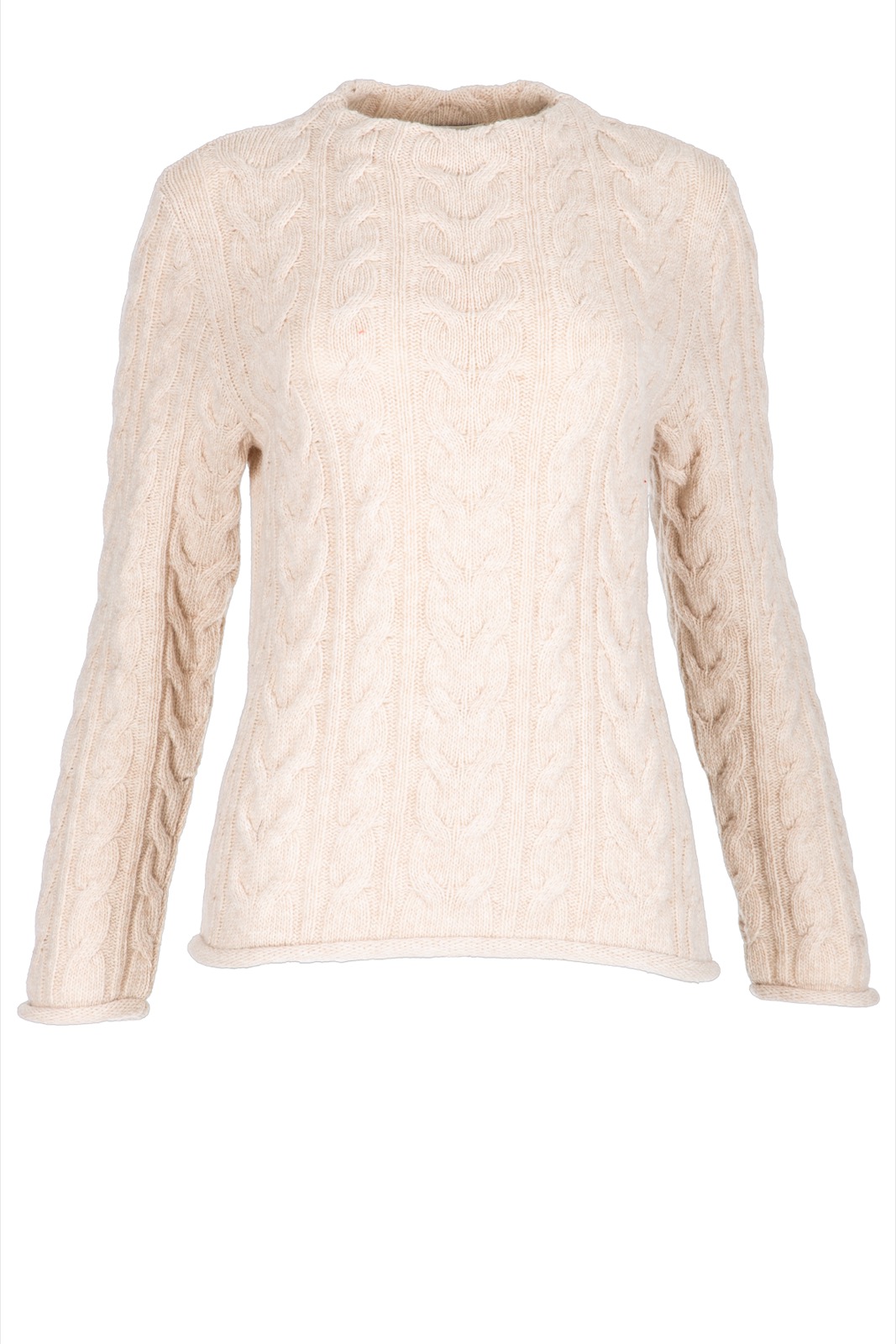 DUNQUE Pullover Zopf Uni, Farbe natur, Made in Germany 