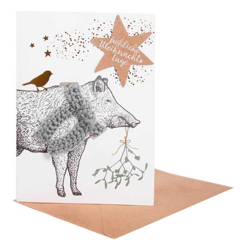 Good old friends Weihnachtskarte Schalkarte Wildschwein