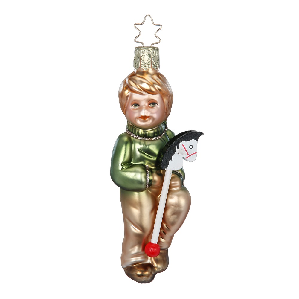 Inge Glas Christbaumschmuck Fritz, Junge mit Holzpferd, ca. 12 cm , Die Nussknacker Suite