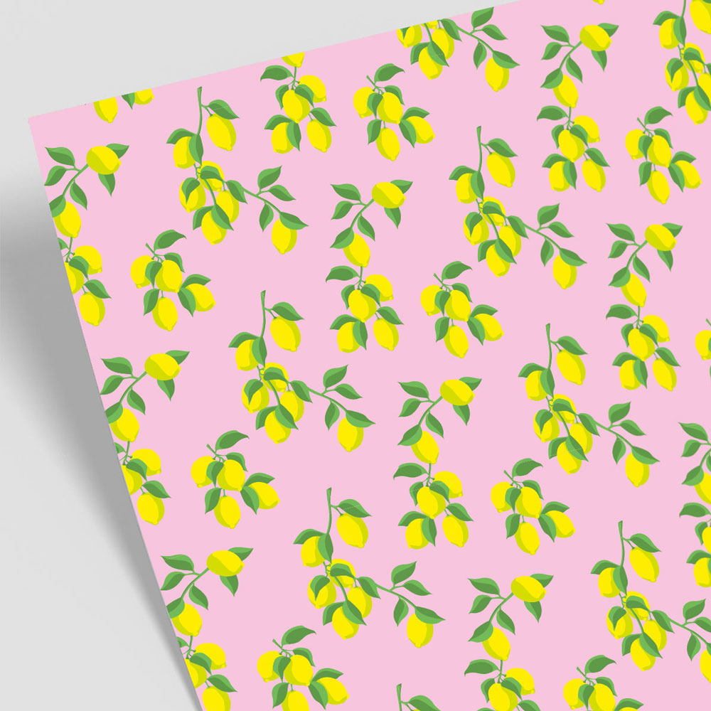 Geschenkpapier Lemons/ Zitronen Neon, ca. 50 x 70 cm   